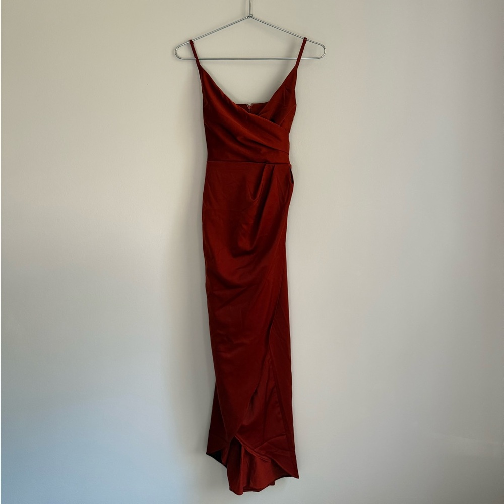 SHOWPO HOW WILL I KNOW MIDI DRESS WRAP IN COPPER NWT SIZE US 6